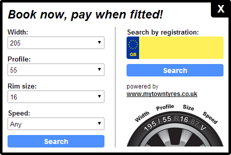 Tyre Search Pop-up